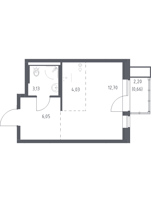Студия 26,6 м²