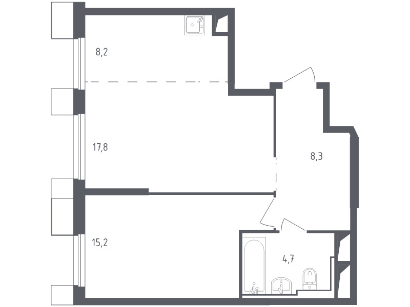 2 ккв (Евро) 54,5 м²