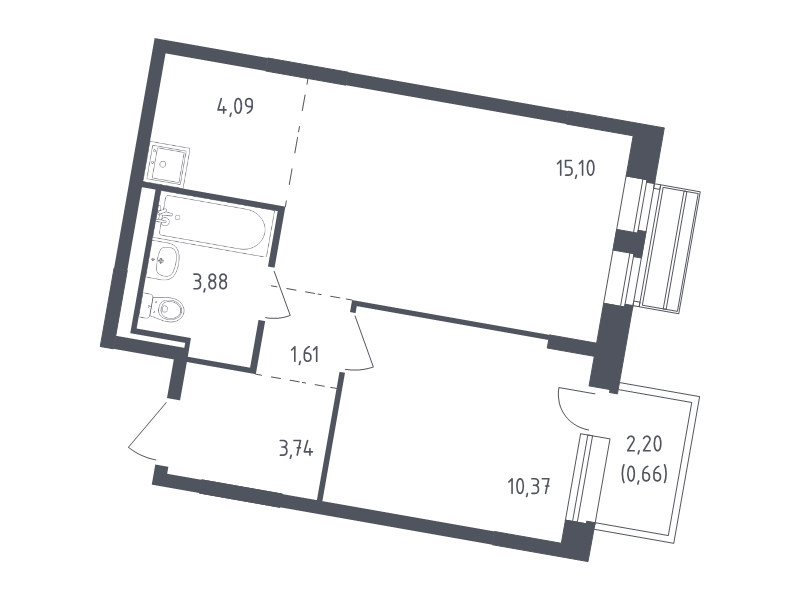 2 ккв (Евро) 39,4 м²