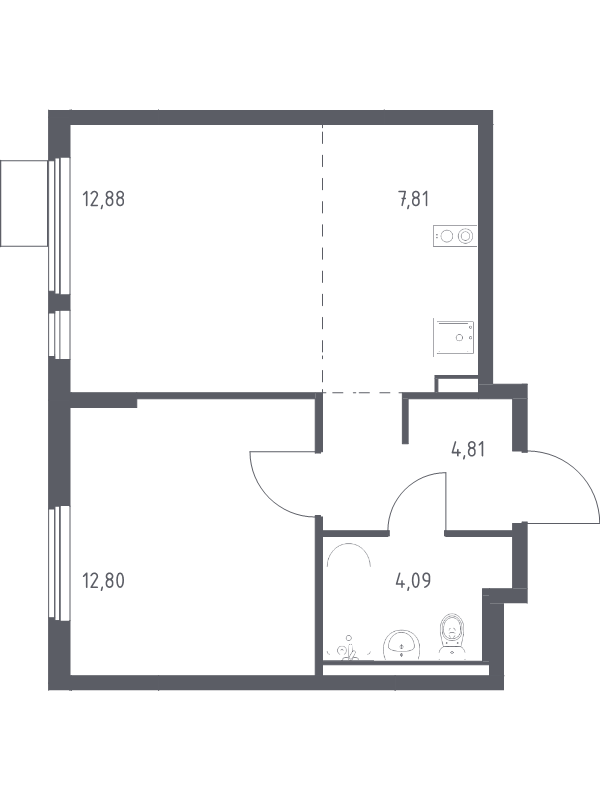 2 ккв (Евро) 42,4 м²