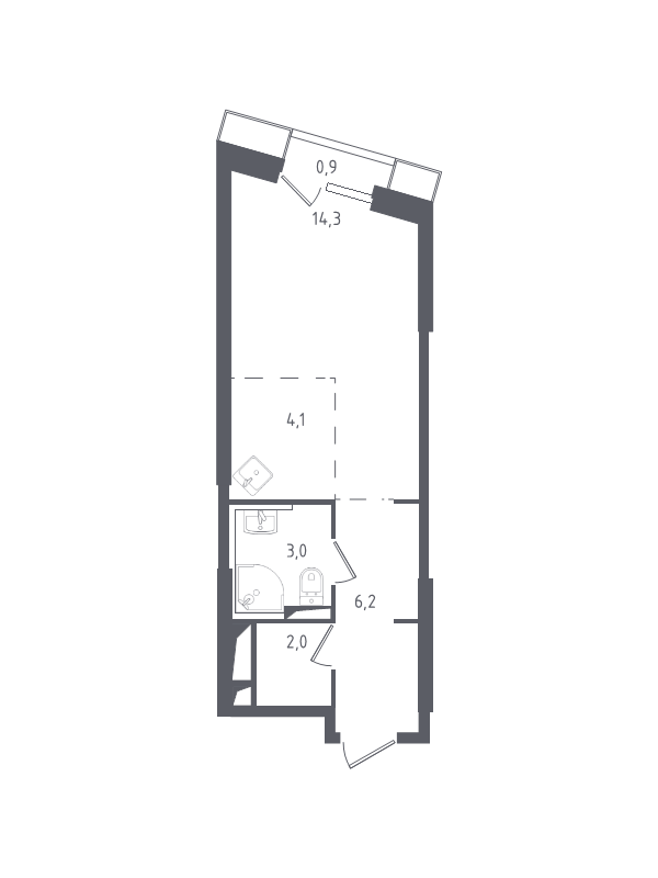 Студия 31 м²