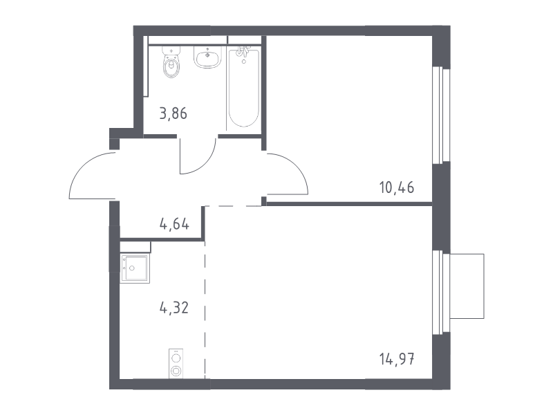 2 ккв (Евро) 38,3 м²
