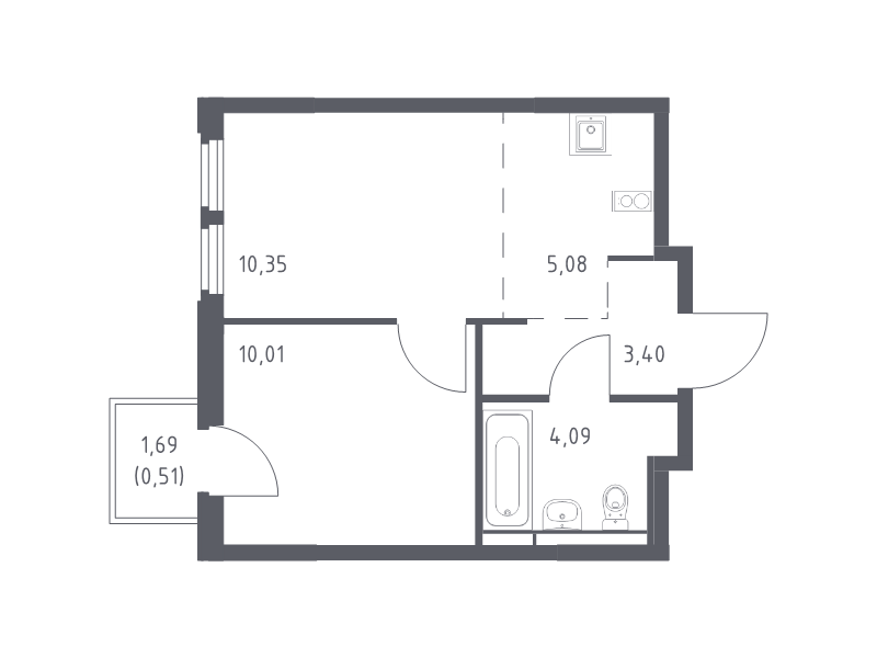 2 ккв (Евро) 33,4 м²