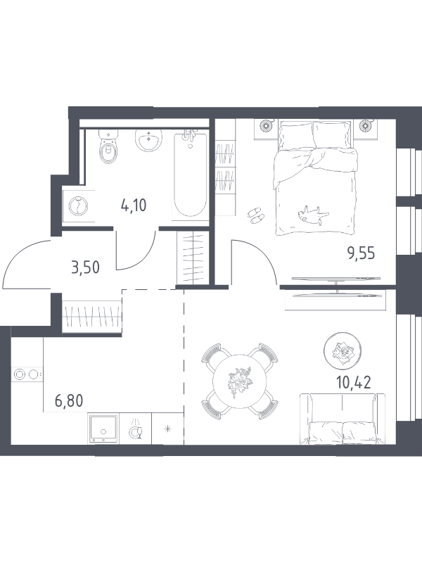 2 ккв (Евро) 34,4 м²