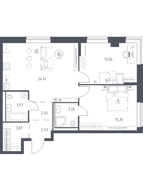 3 ккв (Евро) 69,2 м²