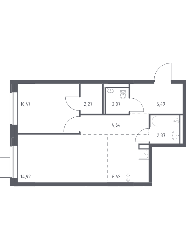 2 ккв (Евро) 49,4 м²