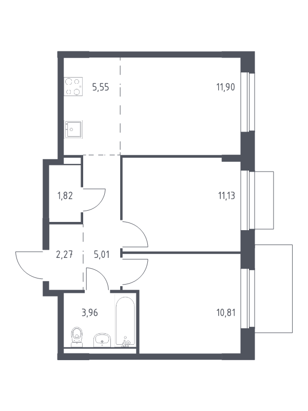3 ккв (Евро) 52,5 м²