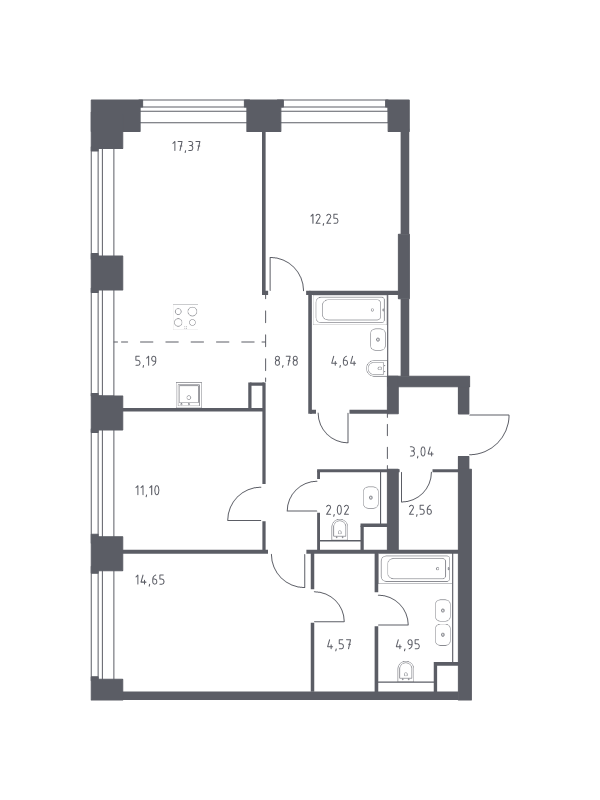 4 ккв (Евро) 91,1 м²