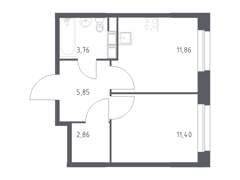 1 ккв 35,7 м²