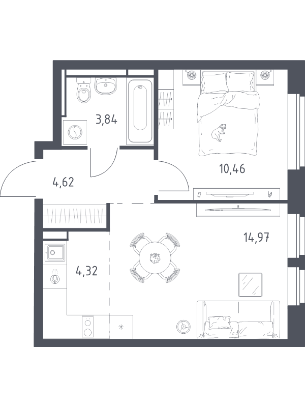 2 ккв (Евро) 38,2 м²