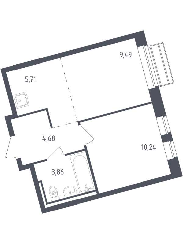2 ккв (Евро) 34 м²