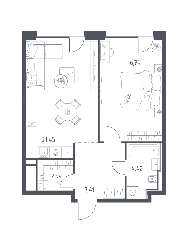 2 ккв (Евро) 53 м²