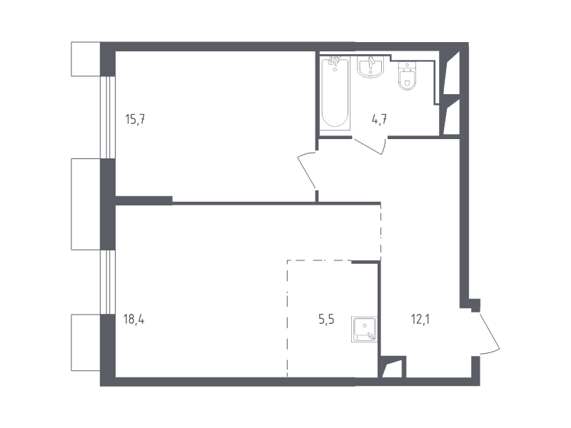 2 ккв (Евро) 56,5 м²