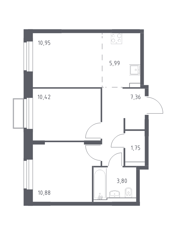3 ккв (Евро) 51,3 м²