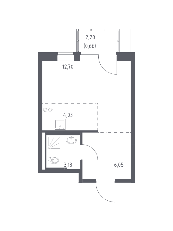 Студия 26,6 м²