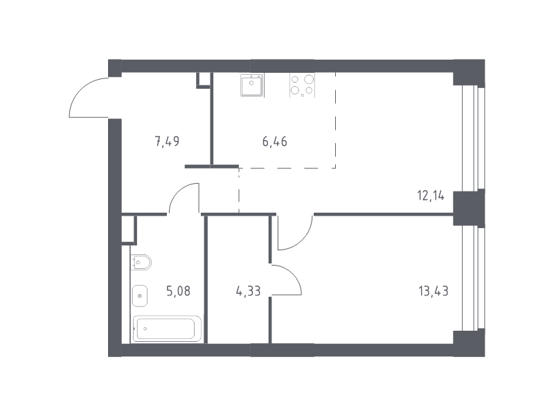 2 ккв (Евро) 48,9 м²