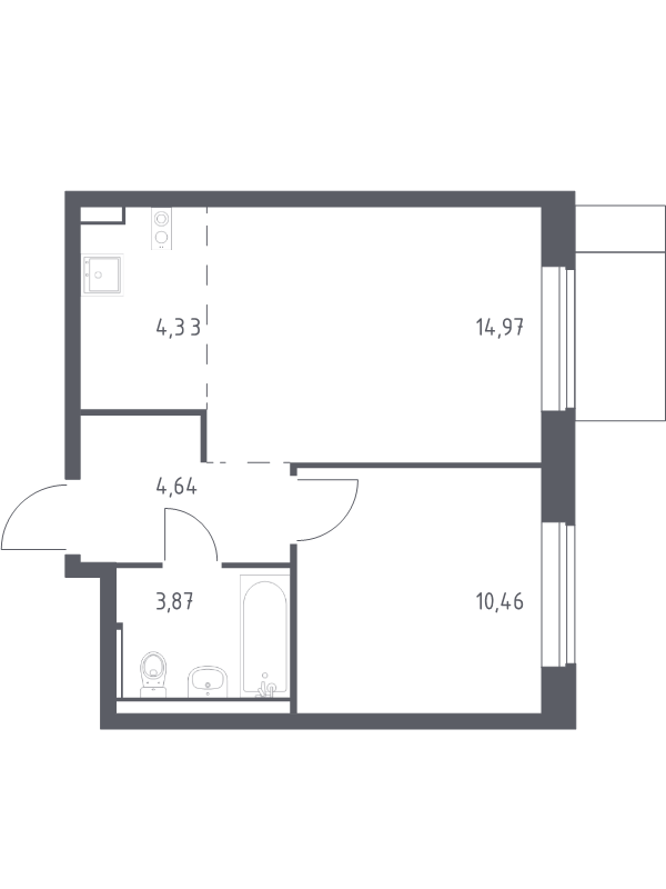 2 ккв (Евро) 38,3 м²
