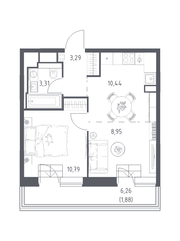 2 ккв (Евро) 38,7 м²