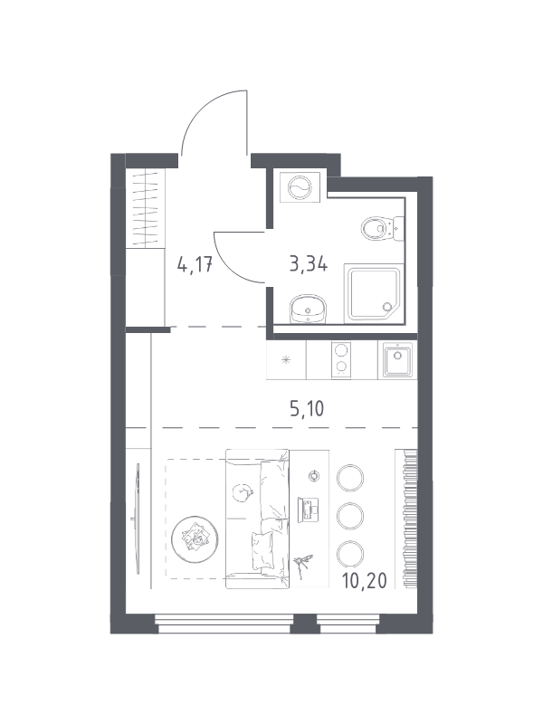 Студия 22,8 м²