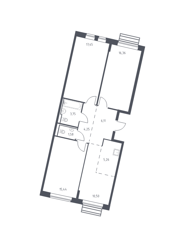 4 ккв (Евро) 79,7 м²