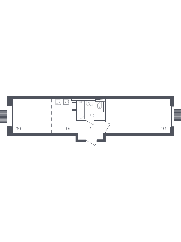 2 ккв (Евро) 43,1 м²