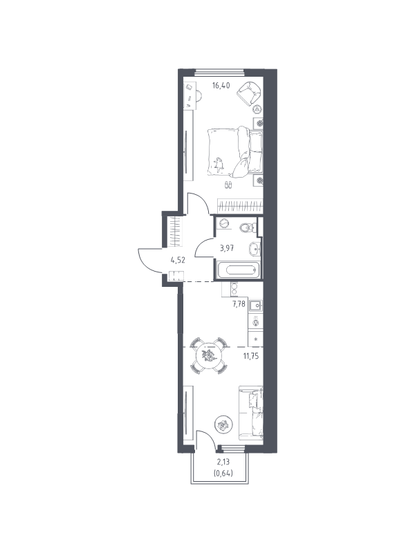 2 ккв (Евро) 45,1 м²
