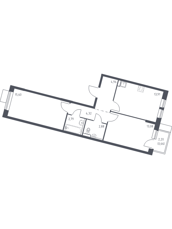 2 ккв 58,2 м²