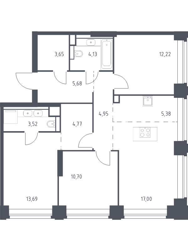 4 ккв (Евро) 85,7 м²