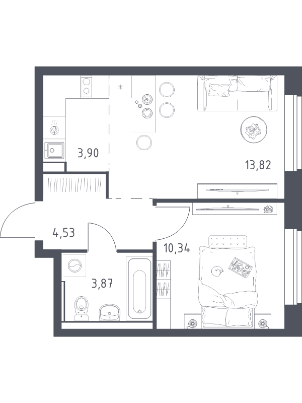 2 ккв (Евро) 36,5 м²