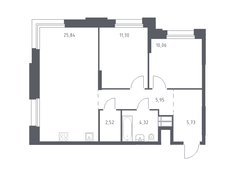 3 ккв (Евро) 65,7 м²