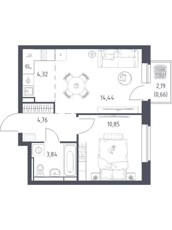 2 ккв (Евро) 38,3 м²