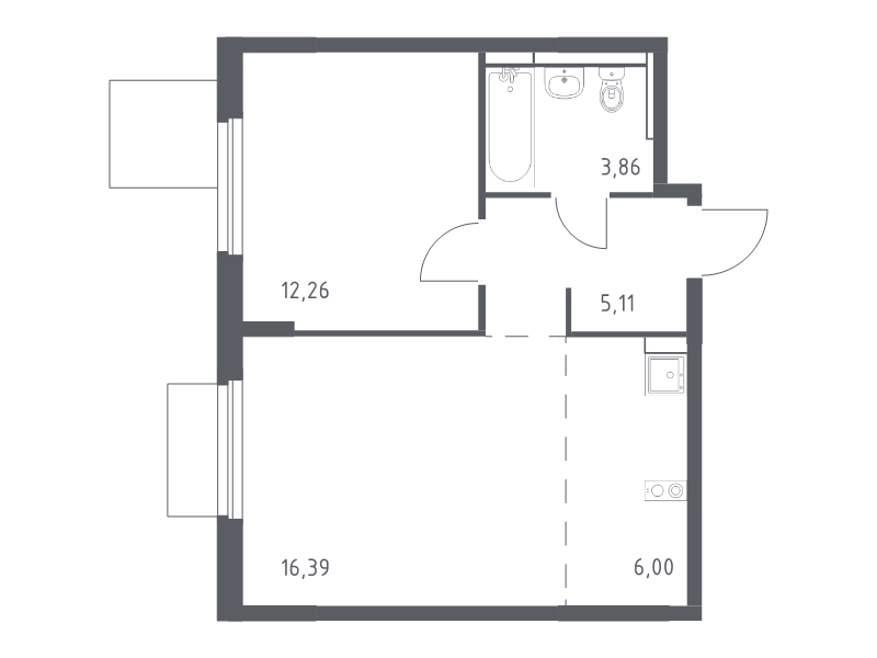 2 ккв (Евро) 43,6 м²
