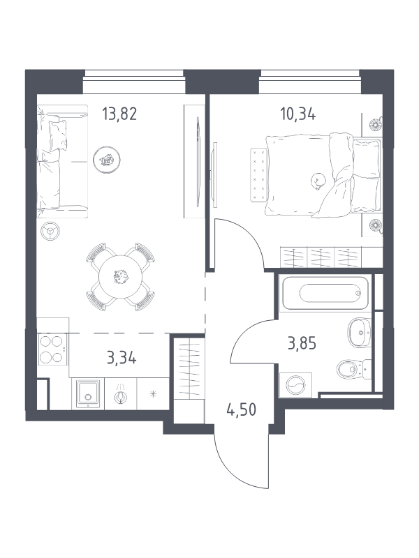 2 ккв (Евро) 35,9 м²