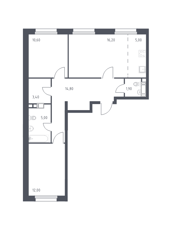 3 ккв (Евро) 68,9 м²