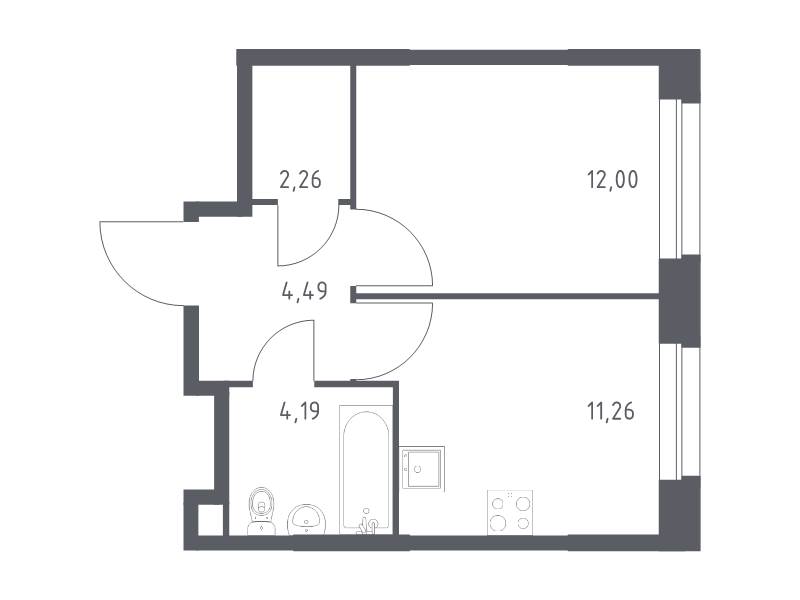 1 ккв 34,2 м²