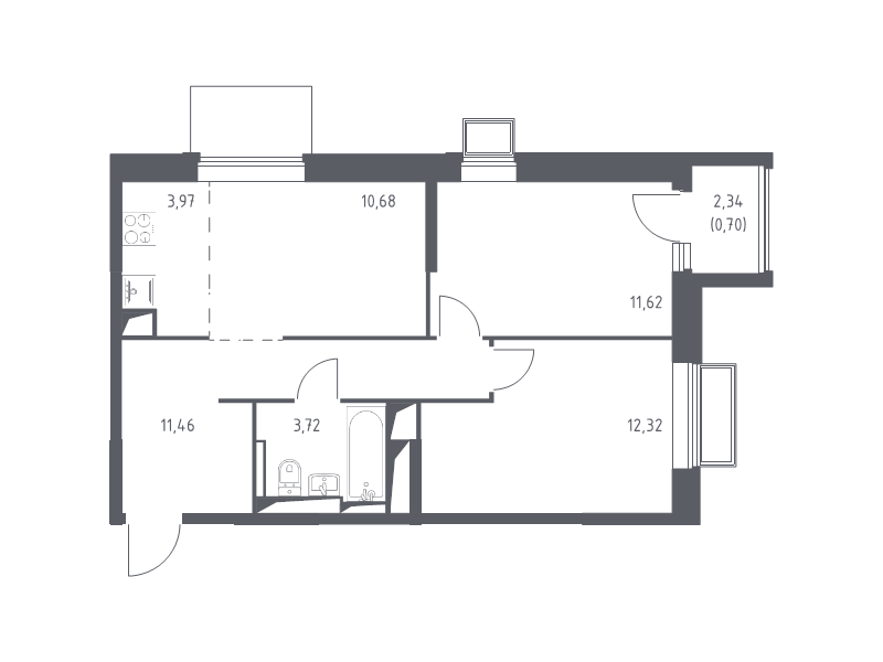 2 ккв 54,5 м²