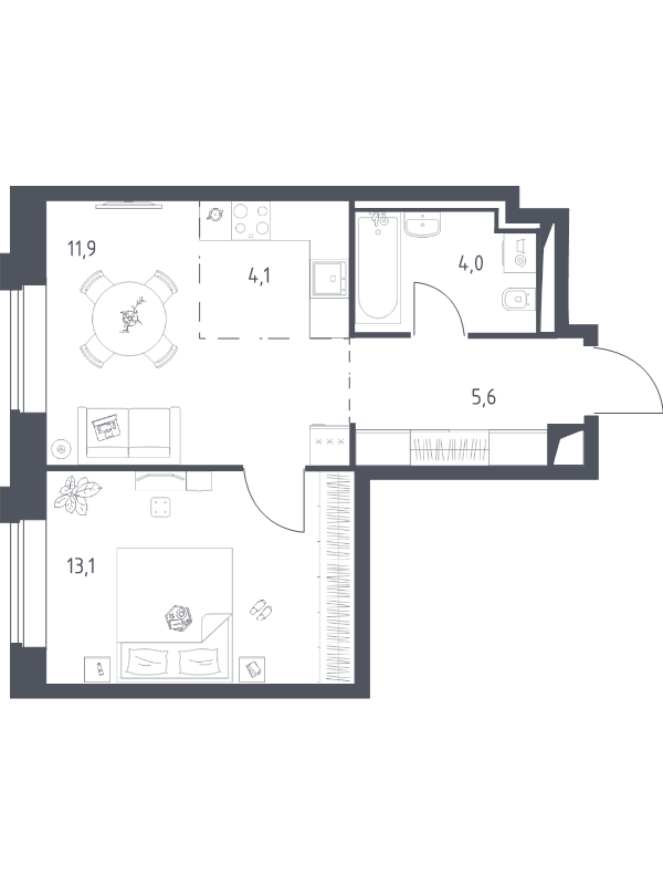 2 ккв (Евро) 38,7 м²