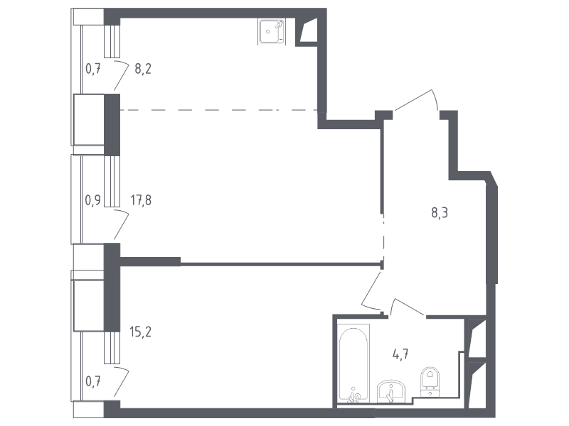 2 ккв (Евро) 56,9 м²
