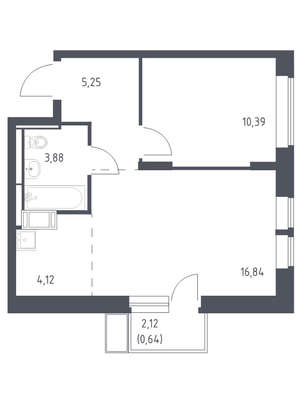 2 ккв (Евро) 41,1 м²