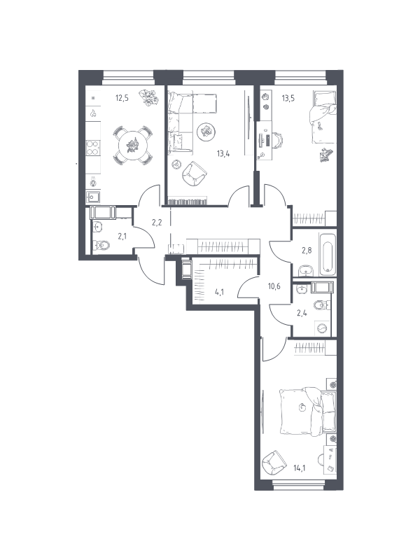 3 ккв 77,2 м²