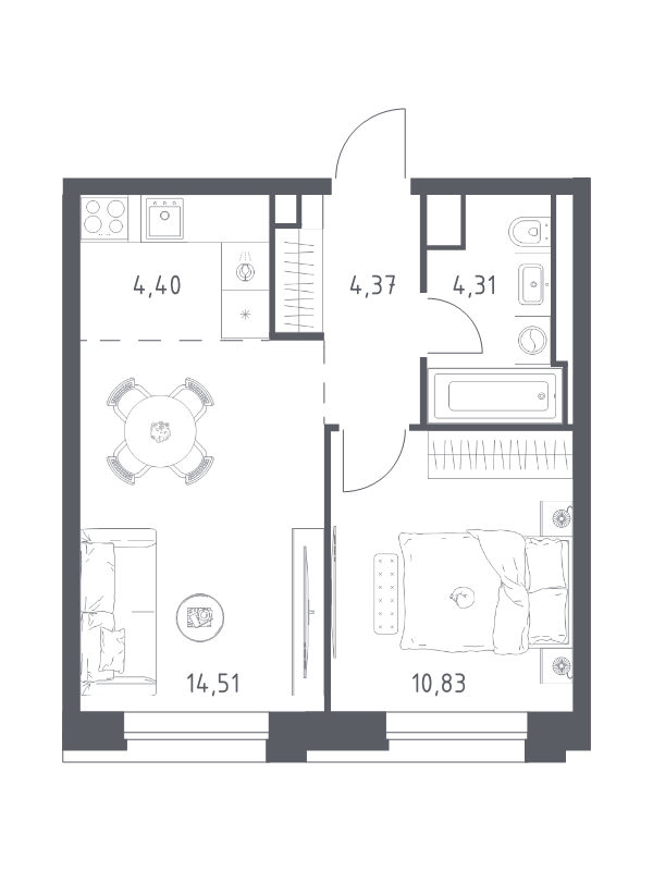 2 ккв (Евро) 38,4 м²