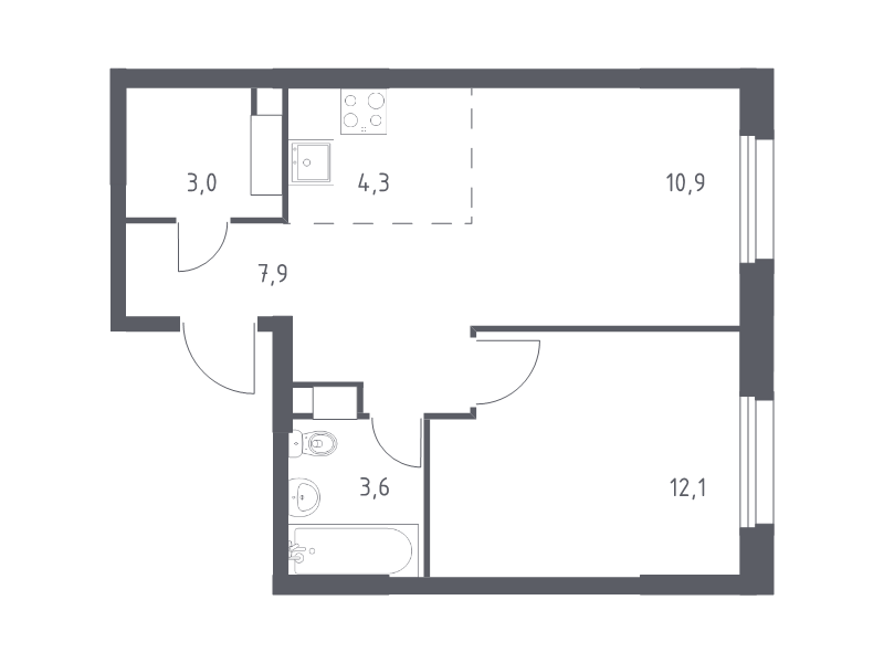 2 ккв (Евро) 40,8 м²