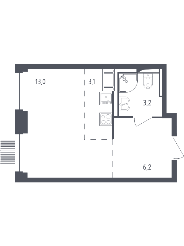 Студия 25 м²