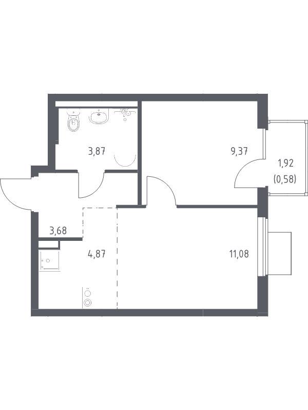 2 ккв (Евро) 33,5 м²