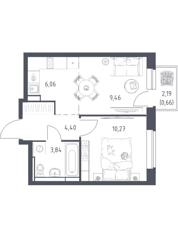 2 ккв (Евро) 34,7 м²