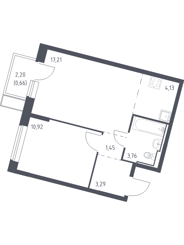 2 ккв (Евро) 41,4 м²