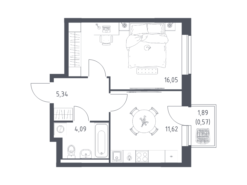 1 ккв 37,7 м²