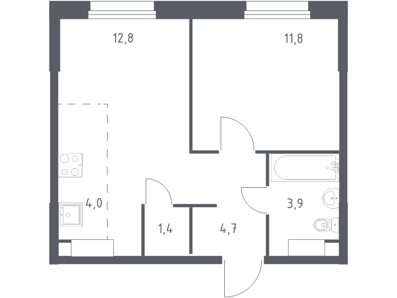 2 ккв (Евро) 37,9 м²