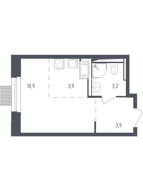 Студия 21,5 м²