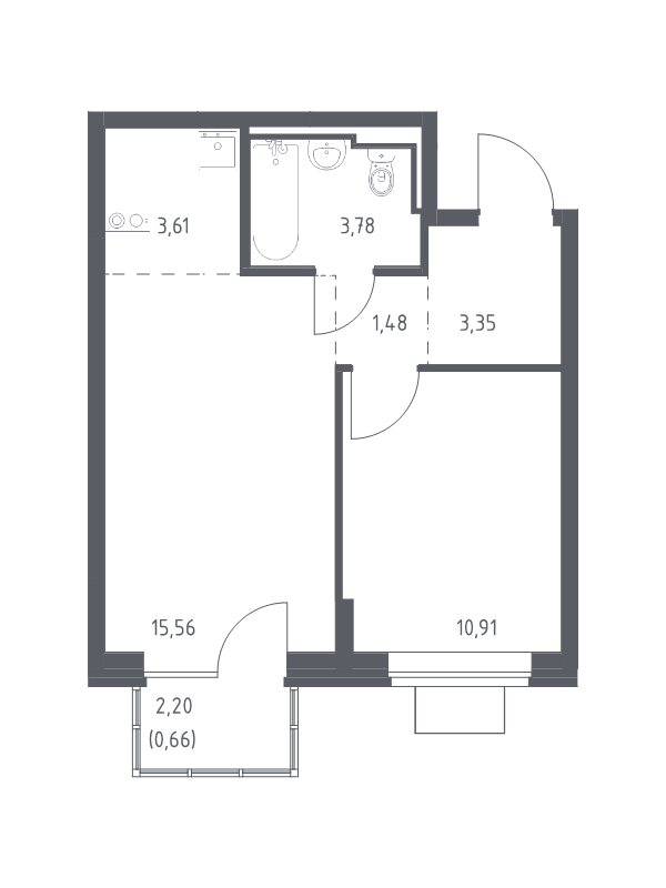 2 ккв (Евро) 39,4 м²